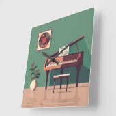 音楽エレガント壁時計 スクエア壁時計 (傾斜)