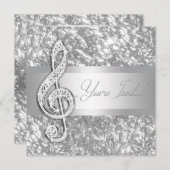 音楽エレガント高音クレフ、 音符記号リサイタル招待状 招待状 (正面/裏面)