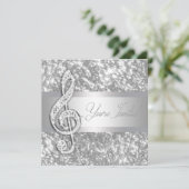 音楽エレガント高音クレフ、 音符記号リサイタル招待状 招待状 (スタンド正面)