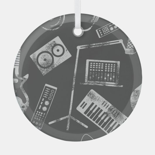 音楽エレメント：ヴィンテージのシームレスな背景。 ガラスオーナメント (正面)