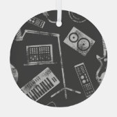 音楽エレメント：ヴィンテージのシームレスな背景。 ガラスオーナメント (裏面)