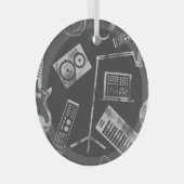 音楽エレメント：ヴィンテージのシームレスな背景。 ガラスオーナメント (正面右)