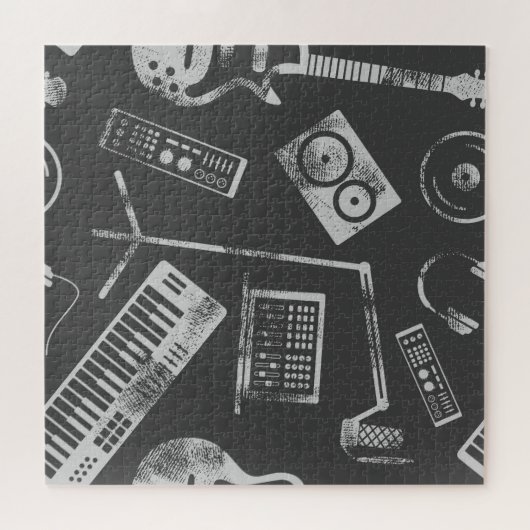 音楽エレメント:ヴィンテージのシームレスな背景。 ジグソーパズル (横)