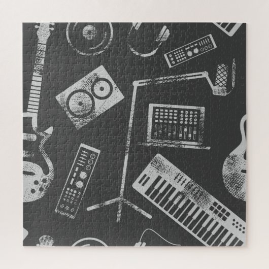 音楽エレメント:ヴィンテージのシームレスな背景。 ジグソーパズル (縦)