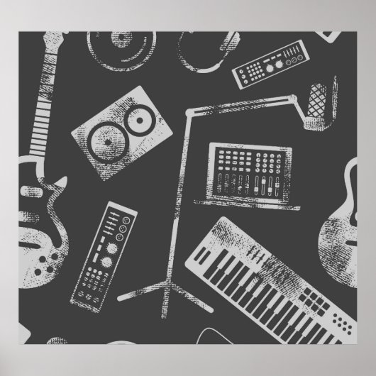 音楽エレメント:ヴィンテージのシームレスな背景。 ポスター (正面)