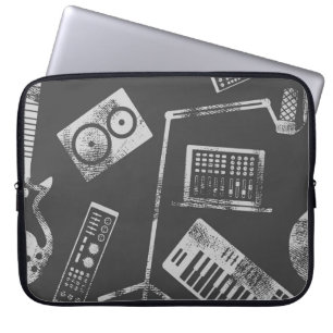 音楽エレメント:ヴィンテージのシームレスな背景。 ラップトップスリーブ