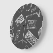音楽エレメント:ヴィンテージのシームレスな背景。 ラージ壁時計 (傾斜)