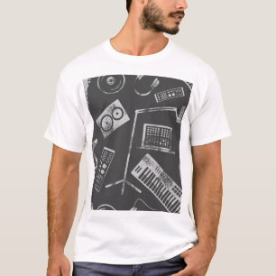音楽エレメント:ヴィンテージのシームレスな背景。 Tシャツ
