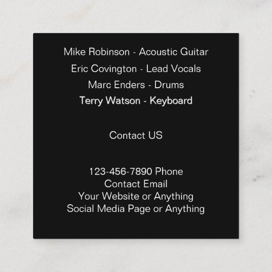 音楽エンターテイメントクール帯 スクエア名刺 (裏面)