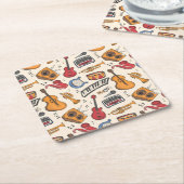 音楽カッコいいをテーマにしたピアノドラムギターViolin More スクエアペーパーコースター (アングル)