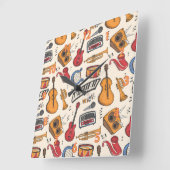 音楽カッコいいをテーマにしたピアノドラムギターViolin More スクエア壁時計 (傾斜)