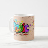 音楽カッコいいカラフルグラフィティ コーヒーマグカップ (正面左)
