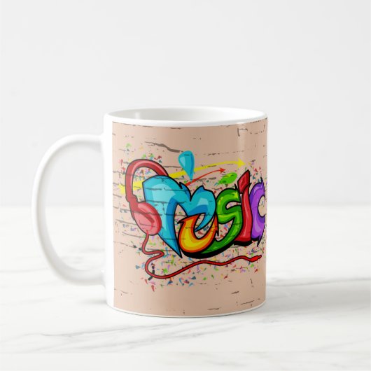 音楽カッコいいカラフルグラフィティ コーヒーマグカップ (左)