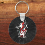 音楽カッコいいノート点々のある花(ばちゃばちゃ)跳ねる キーホルダー (正面)