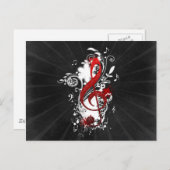 音楽カッコいいノート点々のある花(ばちゃばちゃ)跳ねる ポストカード (正面/裏面)