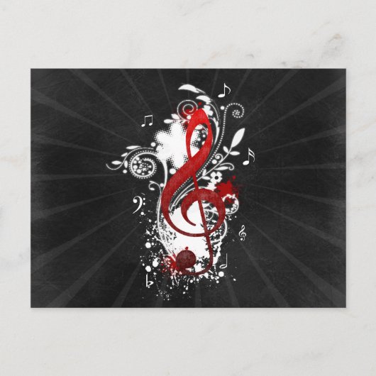 音楽カッコいいノート点々のある花(ばちゃばちゃ)跳ねる ポストカード (正面)