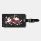 音楽カッコいいノート点々のある花(ばちゃばちゃ)跳ねる ラゲッジタグ (正面横)