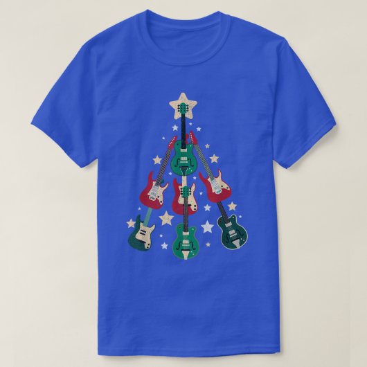 音楽カッコいい愛好家のためのギタークリスマスツリーおもしろい Tシャツ (デザイン正面)