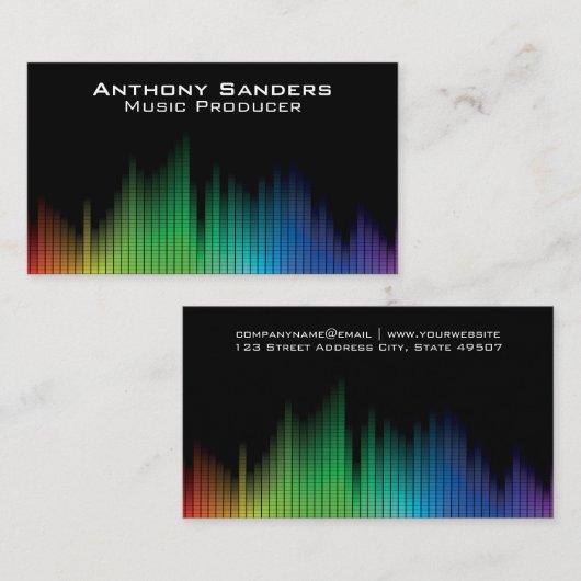 音楽カラフルイコライザーの背景 名刺 (正面/裏面)