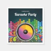 音楽カラフルカラオケ誕生日パーティー紙 スタンダードカクテルナプキン (正面)