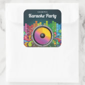 音楽カラフルカラオケ誕生日会のお願い スクエアシール (バッグ)