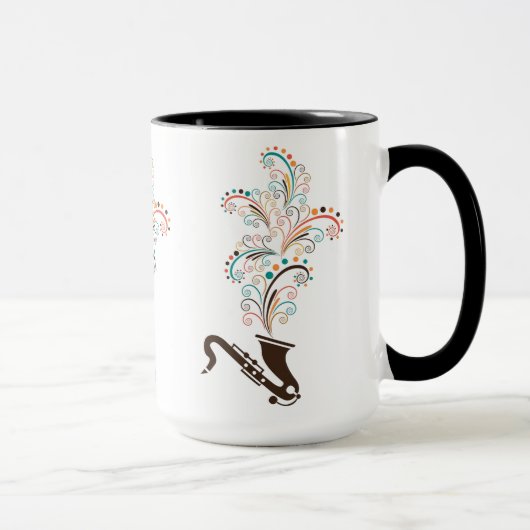 音楽カラフルサックス&フローラ渦巻き マグカップ (右)