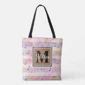 音楽カラフルノートミュージシャンモノグラム トートバッグ (裏面)