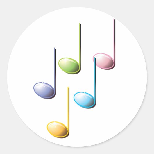音楽カラフルノート ラウンドシール (正面)