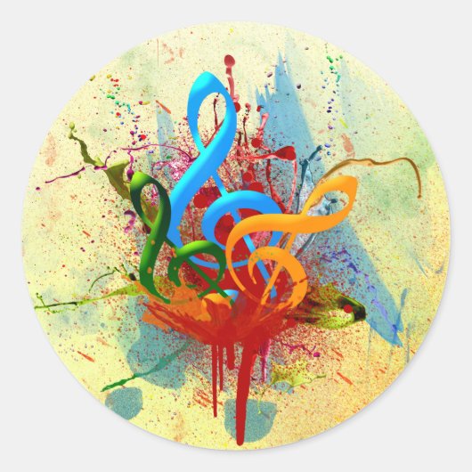 音楽カラフルノート ラウンドシール (正面)