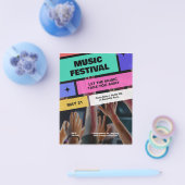 音楽カラフルフェスティバルモダン、ミュージカルパーティー チラシ (シングル)