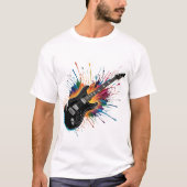 「音楽カラフル愛のためのエレクトリックギターバーストティー Tシャツ (正面)