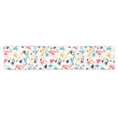 音楽カラフル楽器ノート&ハートパターン ショートテーブルランナー (横)