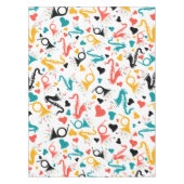 音楽カラフル楽器ノート&ハートパターン テーブルクロス (正面)