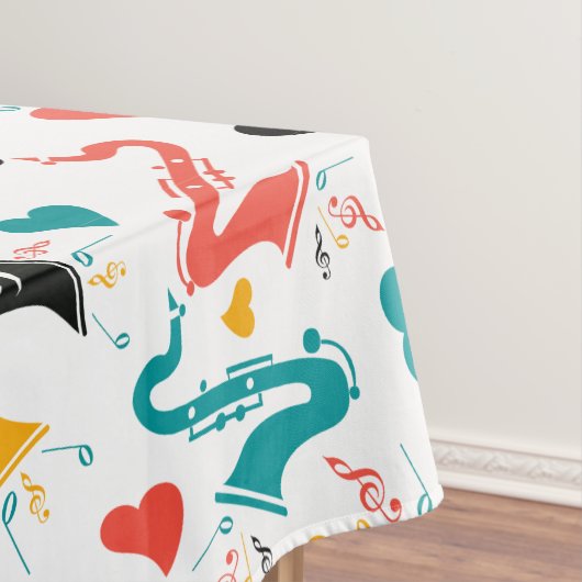 音楽カラフル楽器ノート&ハートパターン テーブルクロス (インサイチュ)
