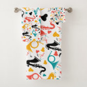 音楽カラフル楽器ノート&ハートパターン バスタオルセット (インサイチュ)