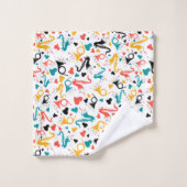 音楽カラフル楽器ノート&ハートパターン バスタオルセット (ウォッシュタオル)