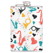 音楽カラフル楽器ノート&ハートパターン