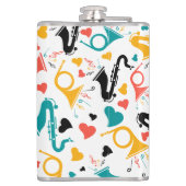 音楽カラフル楽器ノート&ハートパターン フラスク (裏面)