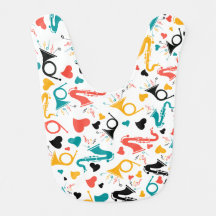 音楽カラフル楽器ノート&ハートパターン