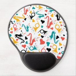 音楽カラフル楽器ノート&ハートパターンT ジェルマウスパッド