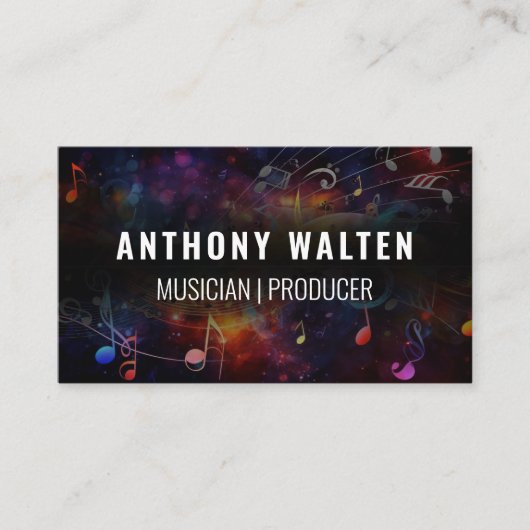 音楽カラフル音背景 名刺 (正面)