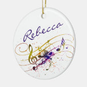 音楽カラフル(ばちゃばちゃ)跳ねる パーソナライズされた セラミックオーナメント (左)