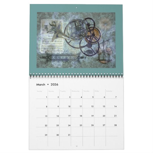 音楽カレンダーのファンタジーのセレナーデの今年 カレンダー (3月 2026)