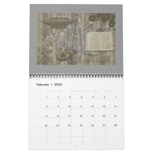 音楽カレンダーのファンタジーのセレナーデの今年 カレンダー (2月 2026)