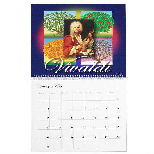 音楽カレンダー カレンダー (1月 2027)