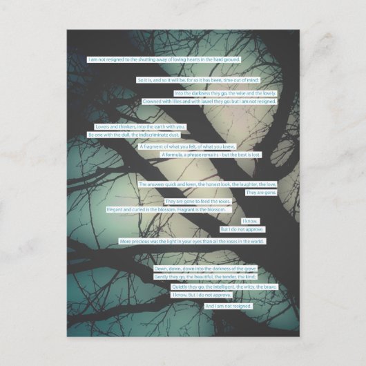 音楽カードのない悔やみや弔慰 ポストカード (正面)