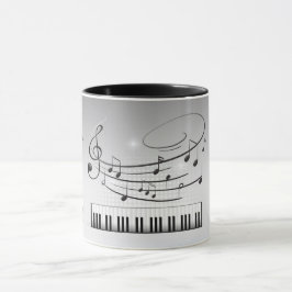 音楽キーボードおよびノート マグカップ