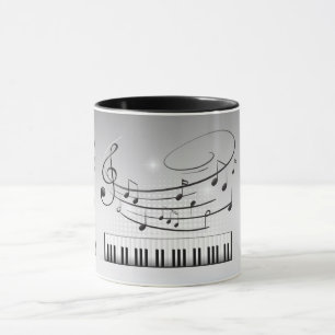 音楽キーボードおよびノート マグカップ