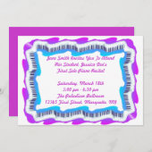 音楽キーボードのピアノ演奏会かパーティの招待状 招待状 (正面/裏面)