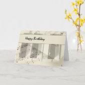 音楽キーボードの誕生日 カード (黄色い花)